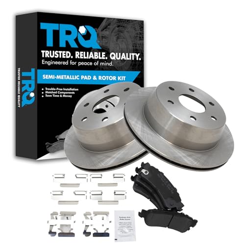 Image of TRQ Rear Brake Pad & Rotor Set Semi Metallic Vented Rotors | For 1999-2007 Chevrolet Silverado 1500 2000-2001 Tahoe 2003-2005 Astro 1999-2007 GMC Sierra 1500 2000-2001 Yukon