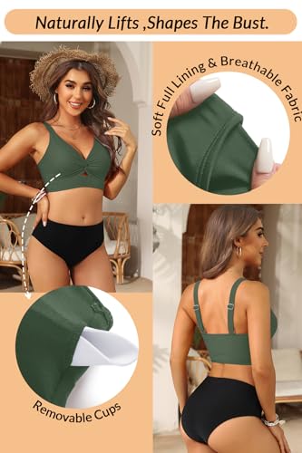 Image of Women's Bikini Top - Supportive Swimsuit for Large Bust - 2025 Cut Out Twist Swim Top