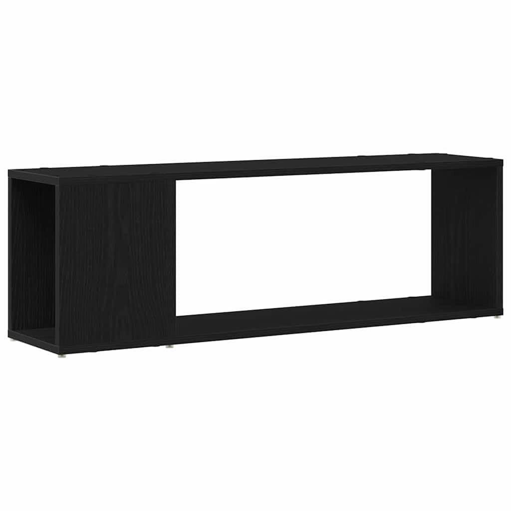 Zestaw szafek TV czarny 100 x 24 x 63 cm, materiał drewnopochodny, montaż ścienny, nowoczesny design, regał do salonu zajmujący mało miejsca