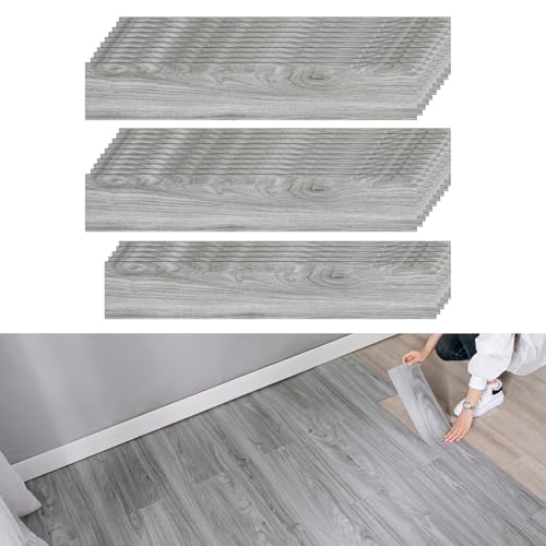 Revêtement de Sol en PVC,CEIEVER Dalle PVC Adhesive Sol 25 Pièces 1.5m² Lames de Vinyle Autocollantes 40X15CM Parquet Clipsable Pour salon,cuisine (A)