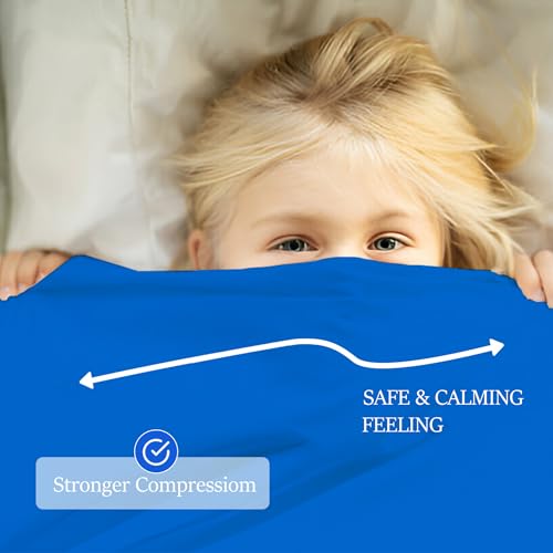 Image of Sensory Bed Sheet for Deep Pressure Therapy - Spandex Bed Sheet - Sensory Compression Blanket for ADHD, Autism - Breathable & Hypoallergenic, Blue, Twin Size
