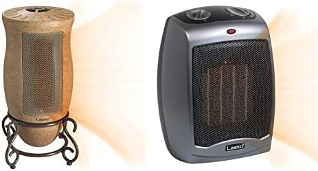 Lasko Oscillating Ceramic Designer Series Space Heater & Electric Ceramic Space Heater with Tip-Over Safety Switch for Home, Overheat Protection, 9.2 Inches, Dark Gray, 1500W, 754201
