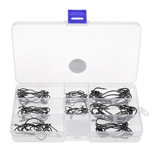 YIJU 80pcs Ganchos para Gabarito de Pesca com Orifício Caixa de Equipamento de Pesca 8 Tamanhos em a