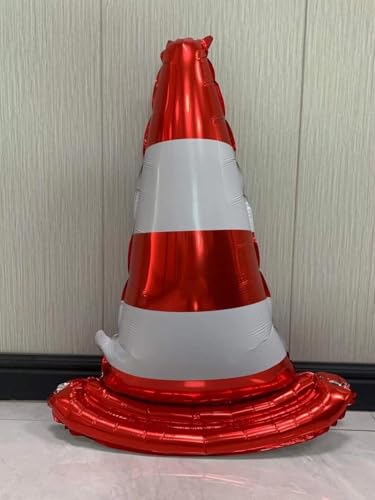 Image of Atpata Funky 35inch 3D Traffic Safety Cones Foil Balloons ? Self-Standing Decorations for Emergency Vehicles, Construction Theme, Birthday Boy Race Themed Party, Baby Shower Traffic Party Supplies (2)