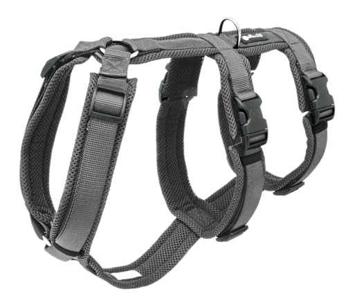 Petlando Mesh Sicherheits-Geschirr Anthratit L (Halsumfang 46-80 cm, Brustumfang 62-86 cm, Bauchumfang 56-75 cm) Länge 40,5 cm 20-34 kg