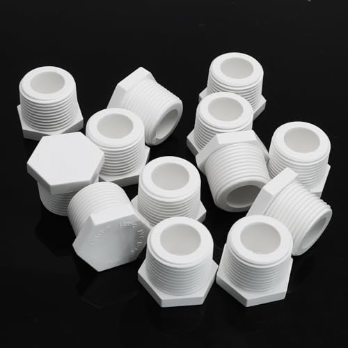 Image of 3 /4 Inch NPT PVC Hot Water Heater Drain Plug, White, 20 Pieces | Plastic PVC Pipe Fittings, End Caps, Hot Tub Drain Plug Fittings, Coupling Adapter