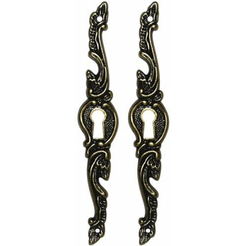 cyclingcolors 2x Schlüsselbuchse Louis XV Schlüsselschild Antik Möbel Schlüsselblätter Schlüssel-Schilder Schloss-Rosetten Möbelschild 128x21mm Messing-Finish Antik