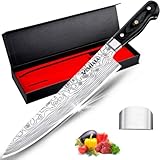MOSFiATA Chef Knife 10 Inch Super Sharp Professional Kitchen Knife with Finger Guard in Gift Box, German High Carbon Stainless Steel EN.4116 Cooking Knife with Micarta Handle