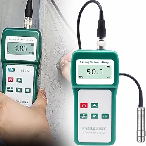 Tester grubości lakieru, miernik powłoki z sondą Fe/NFe, wyświetlacz LCD, zakres 0-1500um, tryby pojedyncze/ciągłe do pomiaru żelaza i aluminium