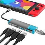 スイッチ/スイッチOLED/スチームデッキ用USB C - HDMIアダプター、公式スイッチ/スイッチOLEDドックの交換用、4K@60Hz HDMIポート/Type Cポート/USB 3.0ポート/1000M LANを備えたUSB Cドッキングステーション。