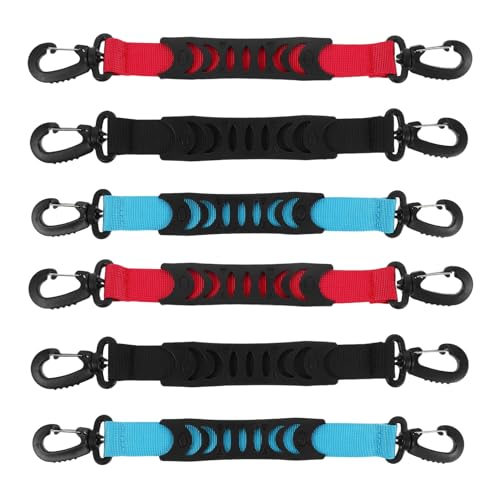Gatuida Correa para Botas de Patinaje Ajustable 6 Piezas, Asa Portátil Ganchos para Transporte Cómodo, Colores Azul Claro, Rojo y Negro, Accesorio para Patines de Hielo y Esquí