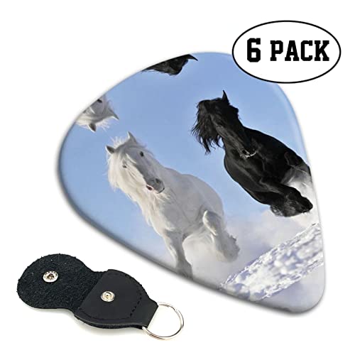 Black and White Horses Running Lot de 6 médiators pour guitare acoustique, guitare électrique, basse, ukulélé – fins… - Les Beatles, Paul McCartney, John Lennon, RIngo Starr, George Harrison Black and White Horses Running Lot de 6 médiators pour guitare acoustique, guitare électrique, basse, ukulélé – fins… – Image 3