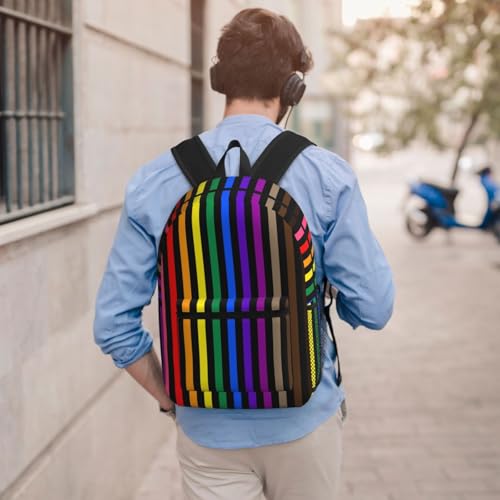 Colorful stripes Fashionable Daypack 17 Inches Zippers Backpack Double Shoulder Bag for Women Men4