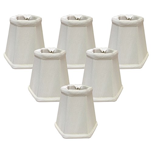 Royal Designs, Inc Modified Bell Clip on Chandelier Lamp Shade, Mouton, 2.5"" x 5"" x 4.25""", White (CS-715WH-6)
