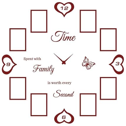 DIY Family Frame Wall Clock Decal with 5 . 6 x 4 . 09 ( 5 R) Frames Time Spent with Family is Worth