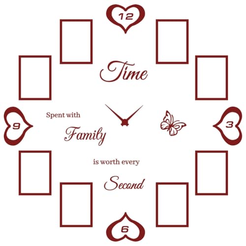 DIY Family Frame Wall Clock Decal with 5 . 6 x 4 . 09 ( 5 R) Frames Time Spent with Family is Worth