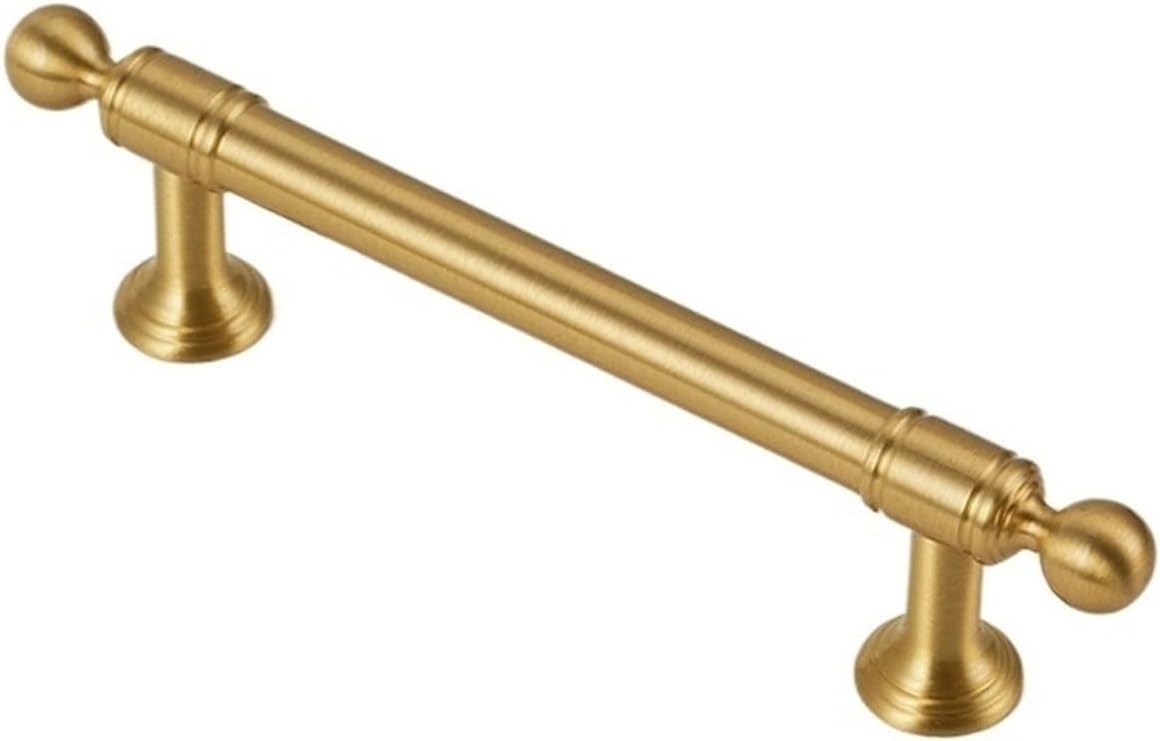 European Solid Brass Handles for Furniture Golden for Cabinets and Drawers Accessories Bookcase Dresser Pulls(Gold-B-T)