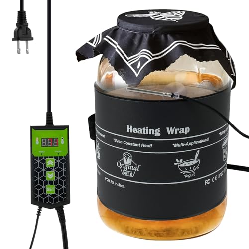 Kombucha Heating Wrap, Even Heating Kombucha Jar Heater Wrap, Waterproof Fermentation Heating Pad Fermentation Heater Wrap with Precise Temperature Control for Home Fermentation 5.5×20.8in