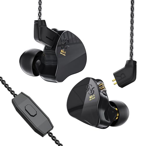 Image of Yinyoo CCZ Melody 10mm Dual Magnetic Circuit In-Ear IEM Headphone, Earfins Design HiFi Deep Bass Earphone with 2PIN Detachable Cable for Audiophile(Black mic)
