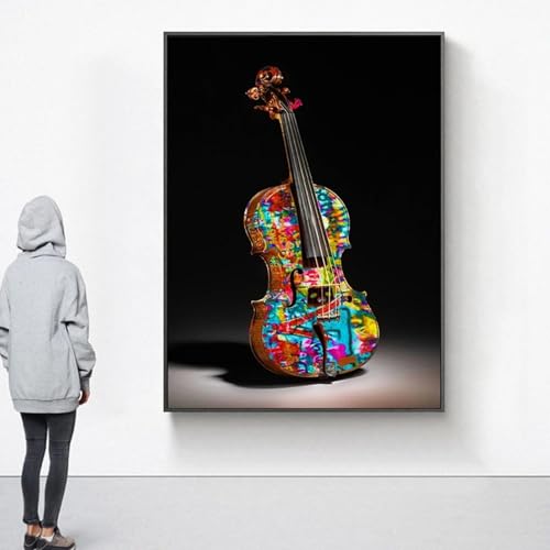 Toile graffiti violon abstrait pour une décoration murale moderne de salon chic
