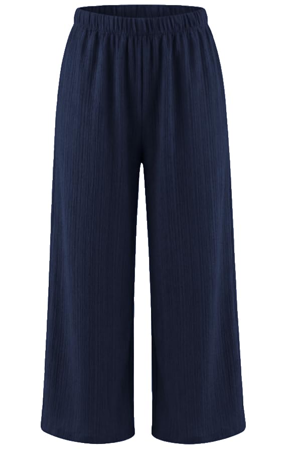 Van Der Rich ® - Gerade Weite Sommerhose Strukturgewebe Zeitloser Schnitt Elastischer Bund - Damen