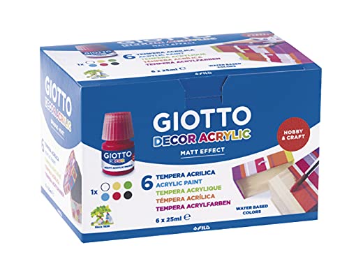 GIOTTO Decor Acrylic, Témpera Acrílica, 150ml, Colores Surtidos, 6 unidades