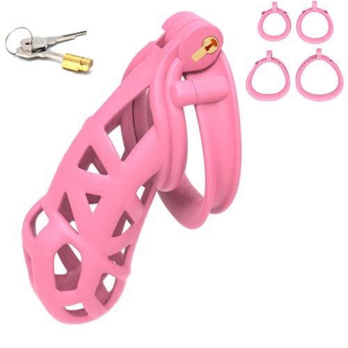 Genérico 5 Tallas de Jaula de Hombre de Doble curvatura en versión Mejorada, Ligera y cómoda, con líneas suaves-ESMC42 (Rosa, Large)