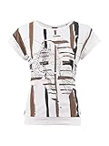 s questo damen kleid Das lässige Shirt mit Rundhalsausschnitt und überschnittenen Armen ist auf der Vorderseite abstrakt bedruckt und mit einer Sticknaht verziert. Im Nackenbereich befindet sich ein femininer Cut-Out mit Markenschriftzug.