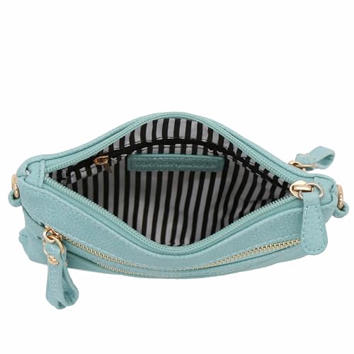 Image of FashionPuzzle Multi Zipper Pocket Small Wristlet Crossbody Bag