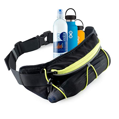 Peak Gear Fitness Fanny Pack With Bottle Holder - Lightweight Jogging, Walking, Hiking bag and Phone Pouch - No Bounce with Large Pouch and Adjustable Strap