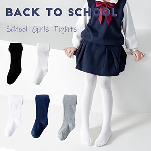 Marchare Little Kids Winter Tights Thick Cotton Solid Leggings School Uniform Warm Stockings For Girls 2/3 Pack2