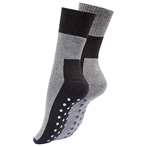 4 Pair ABS - Slipper Socks, Fully Terry Cotton Socks Bi-color Cover
