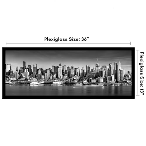 Americanflat 13x36 Picture Frame with Polished Plexiglass - Black Picture Frame - Wide Photo Frames Made of Engineered Wood for Vertical or Horizontal Wall Display - Epic Collection - Black