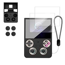 YAJOJO Case Cover For ANBERNIC RG477V Handheld Game Console with 2pcs Tempered Glass Screen Protector, Slim Soft Case with Lanyard, Anti-Scratch,Shockproof, Black