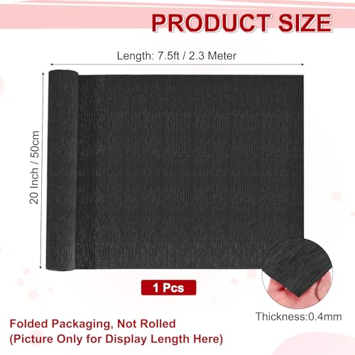 Image of MECCANIXITY Crepe Paper Roll 7.5ft Long 20 Inch Wide for Wedding Ceremony Various Large Festivals Decoration, Black
