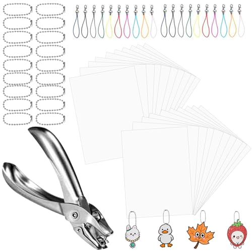 Qwrqwr Schrumpffolie Set A4 Bedruckbares Zum Bemalen Schrumpffolie blankes Kunstpapier Handabdruck Schrlüsselanhänger Ohrringe Selber Machen Shrinky Paper Shrink Plastic Weihnachten Bastel Zubehör