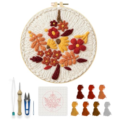 Kit d'aiguilles de punch DIY motif feuilles d'automne à offrir