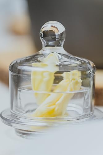 Artesà Glass Butter Dish, Small Cloche Holder with Lid for Serving Butter, Spread, Cheese, Pate and Tapenades, 9 x 9.5 cm, Clear Glass - Image 3
