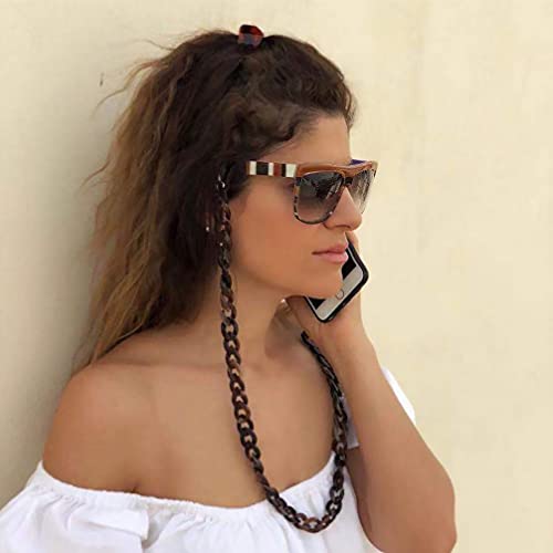 Image of Healifty Acrylic Eyeglass Chain for Women Tortoise Shell Glasses Lanyard and Mask Holder Strap 27.55-Inch Anti-Lost Sunglasses Chain for Reading Shopping Beach and Daily Wear