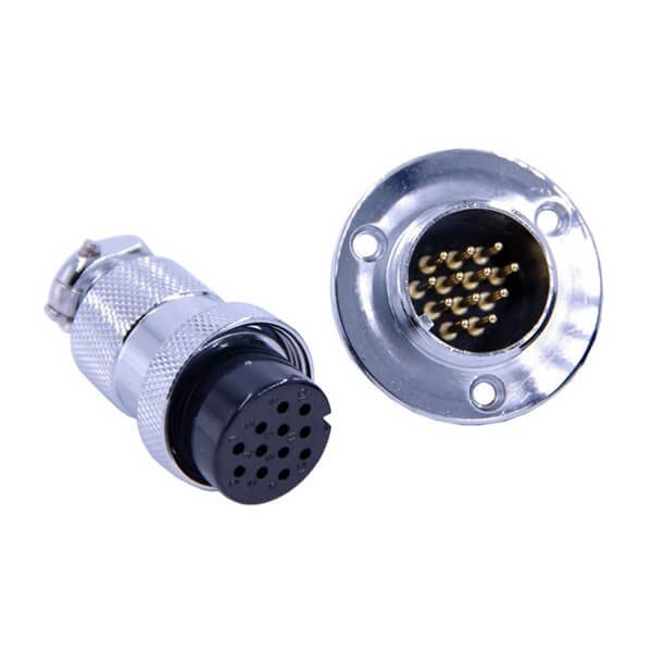 GX25 12 Pin Male to Female Straight Plug and Socket Flange Mount Connector 25mm Round Flange 5sets