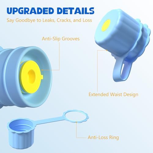 3 Packs Silicone 5 Gallon Water Jug Cap, 2/3/4/5Gal Reusable Bottle Lids, Leak-Proof Replacement Caps with Anti-Loss Rope for 55mm & 60mm Bottle Tops, Dishwasher Safe (Light Blue) - 2