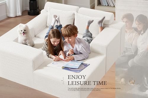 Image of HABUTWAY Sectional Couches for Living Room,No Assembly L Shaped Couch 105 inch Modular Sectional Sofa Couch with Deep Seat,Cloud Couches Furniture Sets for Apartment,Corduroy (Beige, Left Facing)