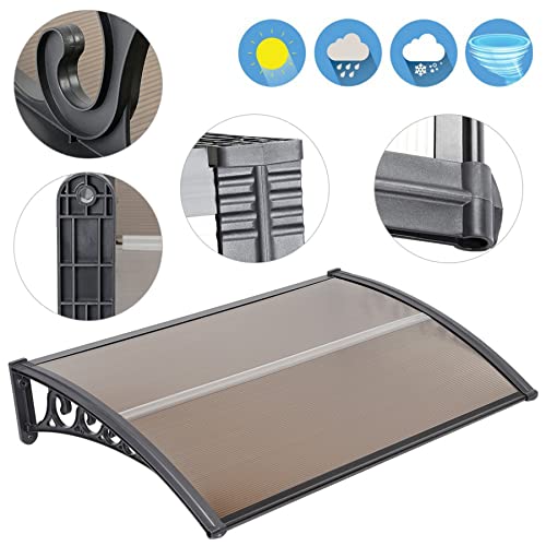 Miniatura 7 de Marquesina Para Puerta De Entrada Con Techo De Policarbonato Resistente A La Lluvia Y Uv, Protección Toldo Exterior Terraza Techo Para Balcón Diseño,60 100 Cm - Marrón