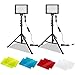 LZQ Videoleuchte LED 2 Pack Dimmbares 5600K USB-LED-Videolicht Fotolicht Fotografie Beleuchtung mit verstellbarem Stativ Farbfilter für Farbenfroh Beleuchtung Produktporträt YouTube-Videofotografie