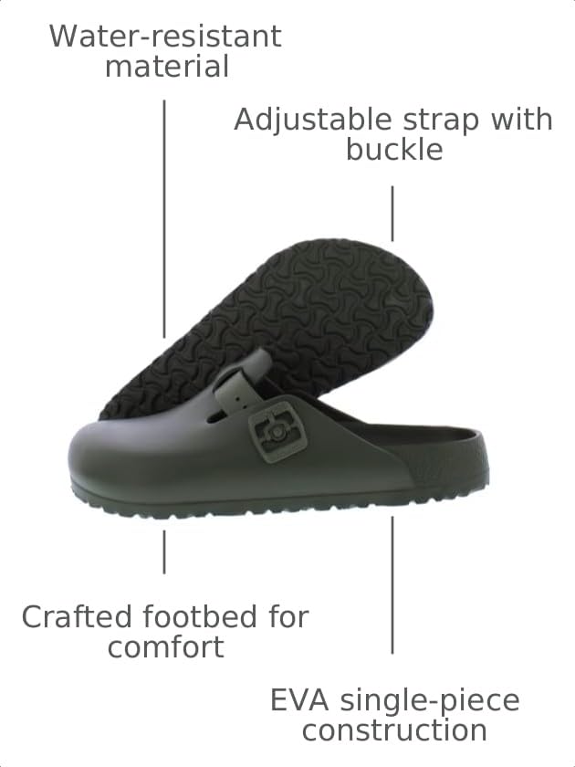 Image of Birkenstock Boston Eva Unisex Shoes Size 8, Color: Khaki /Forest Green