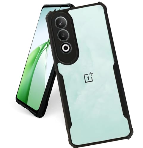 Image of AIBEX Crystal Clear Back Cover Case for OnePlus Nord CE 4 5G | 360 Degree Protection | Shock Proof Design | Transparent Back Cover Case (PC & TPU, Black Bumper)