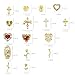 64pcs Gold Nail Charms Set with Gold Cross, Hearts, Rose, and Virgin Mary - Y2K 3D Chrome Nail Decorations