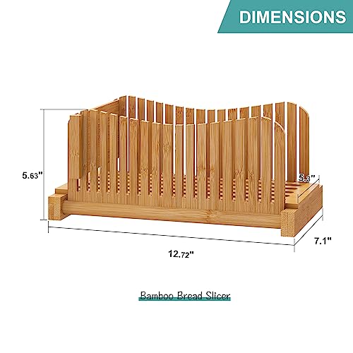 Bamboo Bread Slicer, Adjustable Bread Slicer Guide with 3 Thickness Size, Foldable Compact Chopping Cutting Board, Great for Homemade Bread, Cakes, Bagels - Thumbnail 3