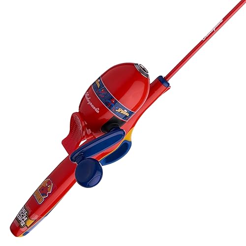 Shakespeare Marvel Spiderman Kit 2'6' Spincast Combo for Kid, Gel-Tech Comfort Grip Handle, Safety Hook Keeper, Includes Practice Casting Plug