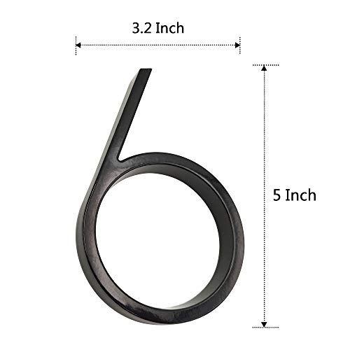 5 Inch House Numbers- Home Address Numbers Or Mailbox Numbers/Floating Street Door Numbers/Zinc Alloy, Black, Number 6 #TOP2